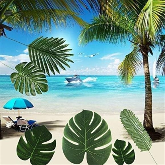 72 Pcs 6 Kinds Palm Leaves Artificial Tropical Plant Faux Leaves Safari Leaves - Picture 4 of 7